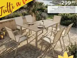 Progress Set tavolo + 6 sedie steel wood offerta