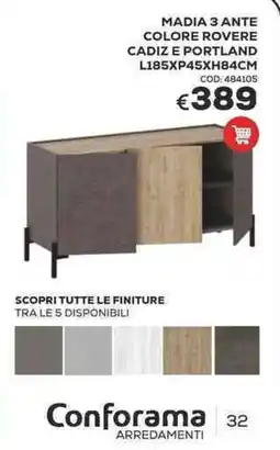 Conforama Conforama madia 3 ante colore rovere cadiz e portland offerta