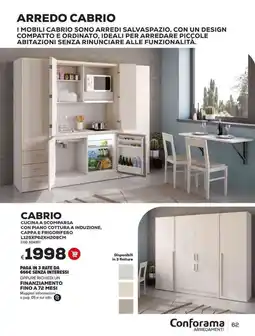 Conforama Conforama cabrio cucina a scomparsa con piano cottura a induzione cappa e frigorifero offerta