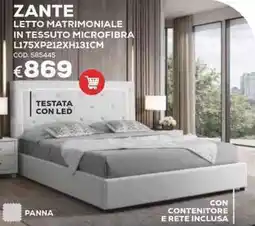 Conforama Zante letto matrimoniale in tessuto microfibra offerta