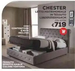 Conforama Chester letto matrimoniale in tessuto offerta