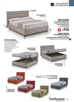 Conforama Baleari letto matrimoniale imbottito in tessuto offerta