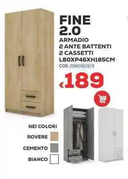 Conforama Conforama fine 2.0 armadio 2 ante battenti 2 cassetti offerta