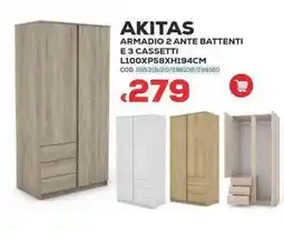 Conforama Conforama akitas armadio 2 ante battenti e 3 cassetti offerta