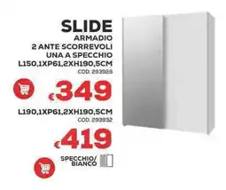 Conforama Conforama slide armadio 2 ante scorrevoli una a specchio offerta