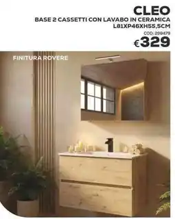 Conforama Cleo base 2 cassetti con lavabo in ceramica offerta
