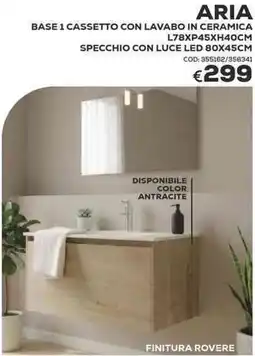 Conforama Conforama aria base 1 cassetto con lavabo in ceramica specchio con luce LED offerta
