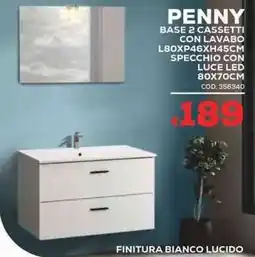 Conforama Conforama penny base 2 cassetti con lavabospecchio con luce LED offerta