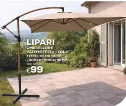 Conforama Conforama lipari ombrellone palo effetto legno telo color beige offerta
