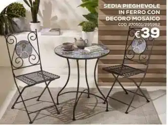 Conforama sedia pieghevole in ferro decor mosaico