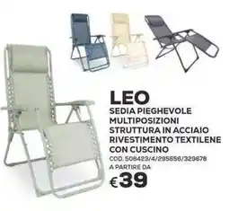 Conforama Conforama leo sedia pieghevole multiposizioni struttura in acciaio rivestimento textilene con cuscino offerta