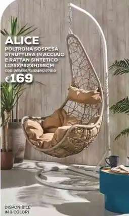 Conforama Conforama alice poltrona sospesa struttura in acciaio e rattan sintetico offerta