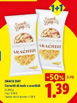 Lidl Snack Day Cornetti di mais e arachidi offerta