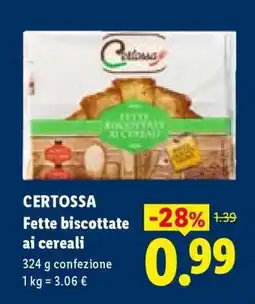 Lidl Certossa Fette biscottate ai cereali offerta