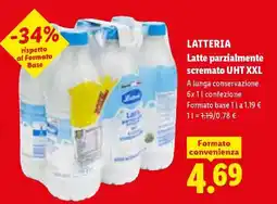 Lidl Latteria Latte parzialmente scremato UHT XXL offerta