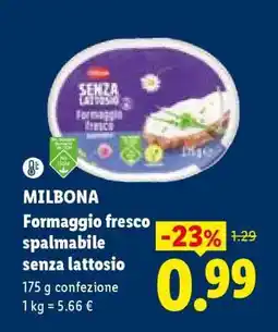 Lidl MILBONA Formaggio fresco spalmabile senza lattosio offerta