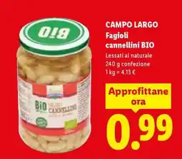 Lidl Campo Largo Fagioli Cannellini Bio offerta