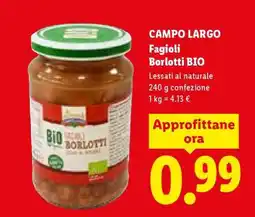 Lidl Campo Largo Fagioli Borlotti Bio offerta