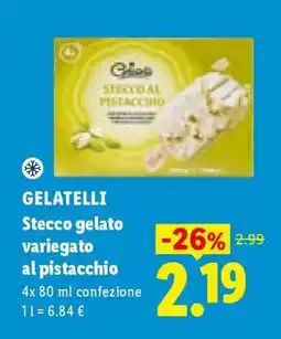 Lidl Gelatelli Stecco gelato variegato al pistacchio offerta