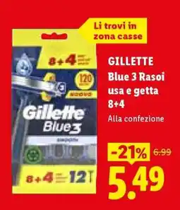 Lidl GILLETTE Blue 3 Rasoi usa e getta 8+4 offerta