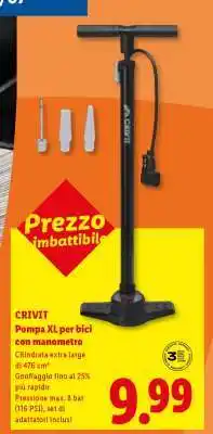 Lidl CRIVIT Pompa XL per bici con manometro offerta