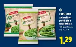 Lidl FRESHONA Spinaci Bio, piselli Bio o fagiolini Bio offerta