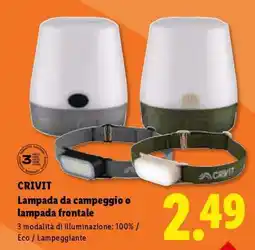 Lidl CRIVIT Lampada da campeggio o lampada frontale offerta