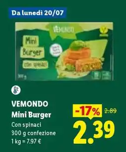 Lidl Vemondo Mini burger offerta