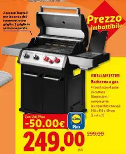 Lidl GRILLMEISTER Barbecue a gas offerta