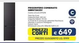 Esselunga FRIGORIFERO COMBINATO GBBS726CEV offerta