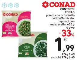 Spazio Conad CONAD CONTORNI CONAD piselli con prosciutto cotto affumicato, spinaci con mozzarella offerta