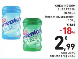 Spazio Conad Chewing Gum Pure Fresh Mentos offerta