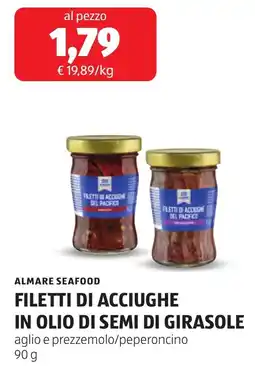 ALDI ALMARE SEAFOOD FILETTI DI ACCIUGHE IN OLIO DI SEMI DI GIRASOLE offerta