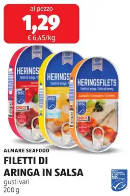 ALDI ALMARE SEAFOOD FILETTI DI ARINGA IN SALSA offerta