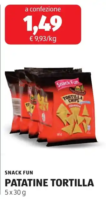 ALDI SNACK FUN PATATINE TORTILLA offerta