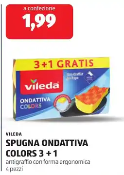 ALDI VILEDA SPUGNA ONDATTIVA COLORS 3 + 1 offerta