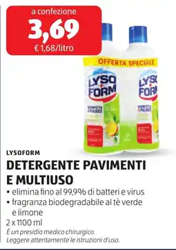 ALDI LYSOFORM DETERGENTE PAVIMENTI E MULTIUSO offerta