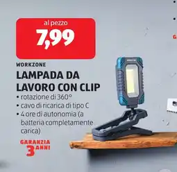 ALDI Workzone lampada da lavoro con clip offerta