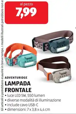 ALDI ADVENTURIDGE LAMPADA FRONTALE offerta