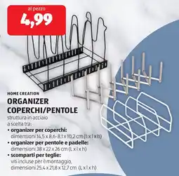 ALDI HOME CREATION ORGANIZER COPERCHI/PENTOLE offerta