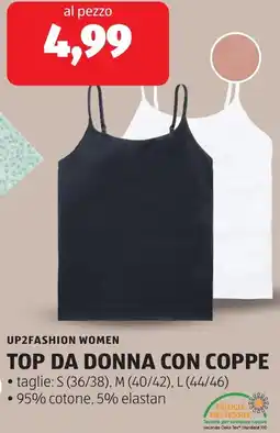 ALDI UP2FASHION WOMEN TOP DA DONNA CON COPPE offerta