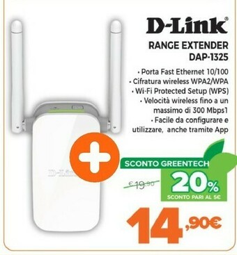 Expert D-link dap-1325 ripetitore di rete bianco 10, 100 mbit/s offerta