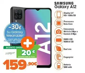 Expert Galaxy a12 16,5 cm (6.5") doppia sim 4g usb tipo-c 4 gb 64 gb 5000 mah nero offerta