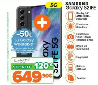 Expert Galaxy s21 fe 5g display 6.4" dynamic amoled 2x, ram 6 gb, 128 gb, 4.500mah, graphite offerta