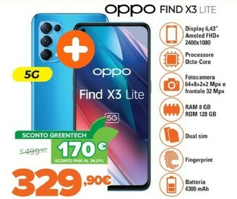 Expert Find x3 lite 16,3 cm (6.4") doppia sim coloros 11.1 5g usb tipo-c 8 gb 128 gb 4300 mah blu offerta