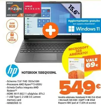 15s-eq1059nl computer portatile 39,6 cm (15.6") full hd amd ryzen 5 8 gb ddr4-sdram 512 gb ssd wi-fi 5 (802.11ac) windows 10