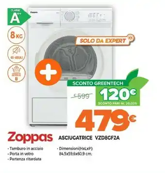 Expert Zoppas asciugatrice vzd8gf2a offerta