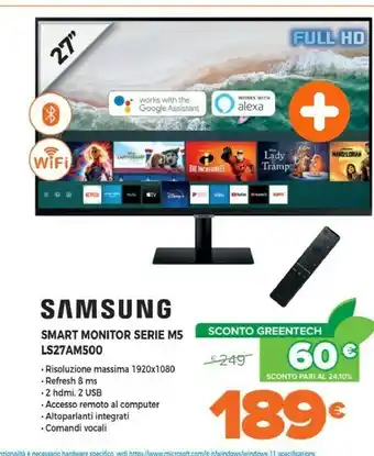 Ls27am500nu monitor piatto per pc 68,6 cm (27") 1920 x 1080 pixel full hd nero