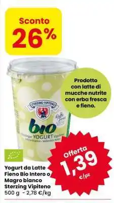 Eurospar Yogurt da Latte Fieno Bio Intero o Magro bianco Sterzing Vipiteno offerta