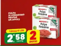 Eurospar POLPA DI POMODORO DESPAR GR.400X2 offerta
